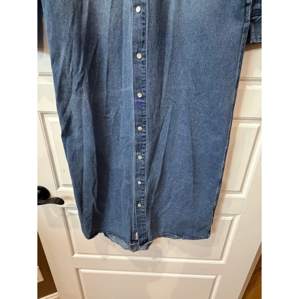Sendero Annie Denim Pearl Snap Midi Shirt Dress Small Western Cowgirl Ranch